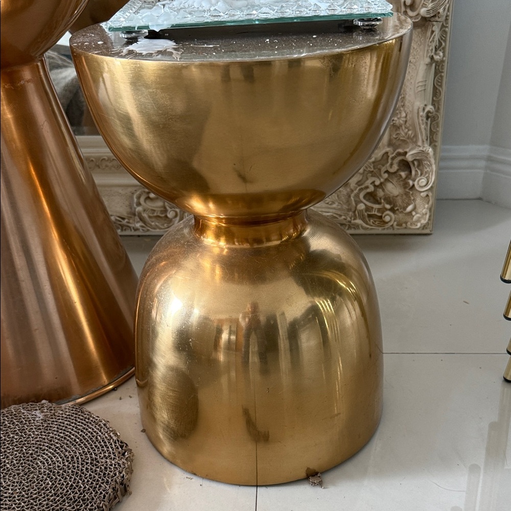 Gold Accent Table Measurements 32 inches wide,  44 inches tall